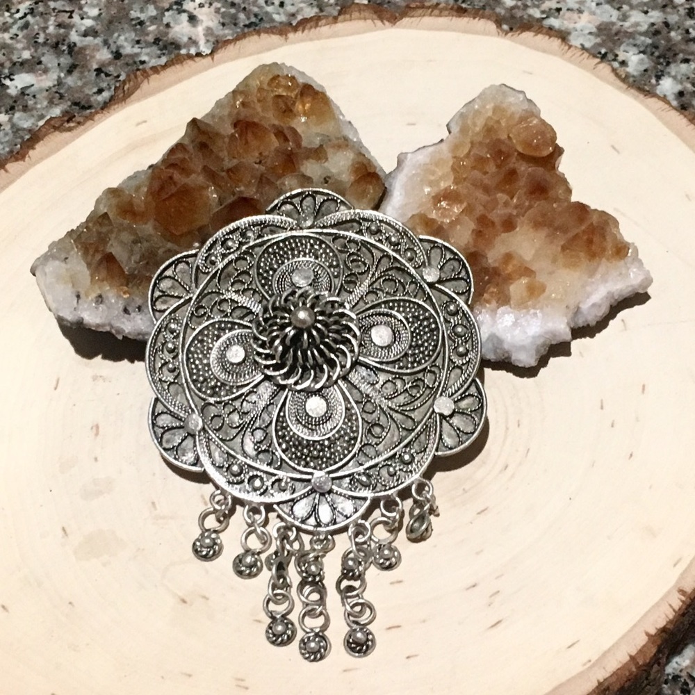 Ethnic Indonesian Silver Plated Brooch.